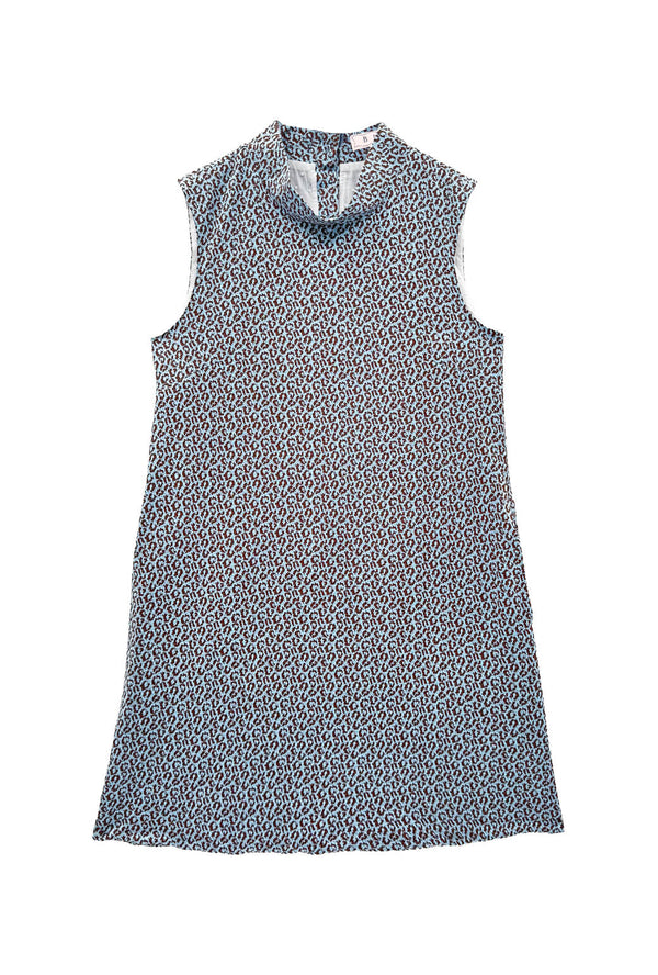 Mod Dress - Blue & Brown Cheetah Knit