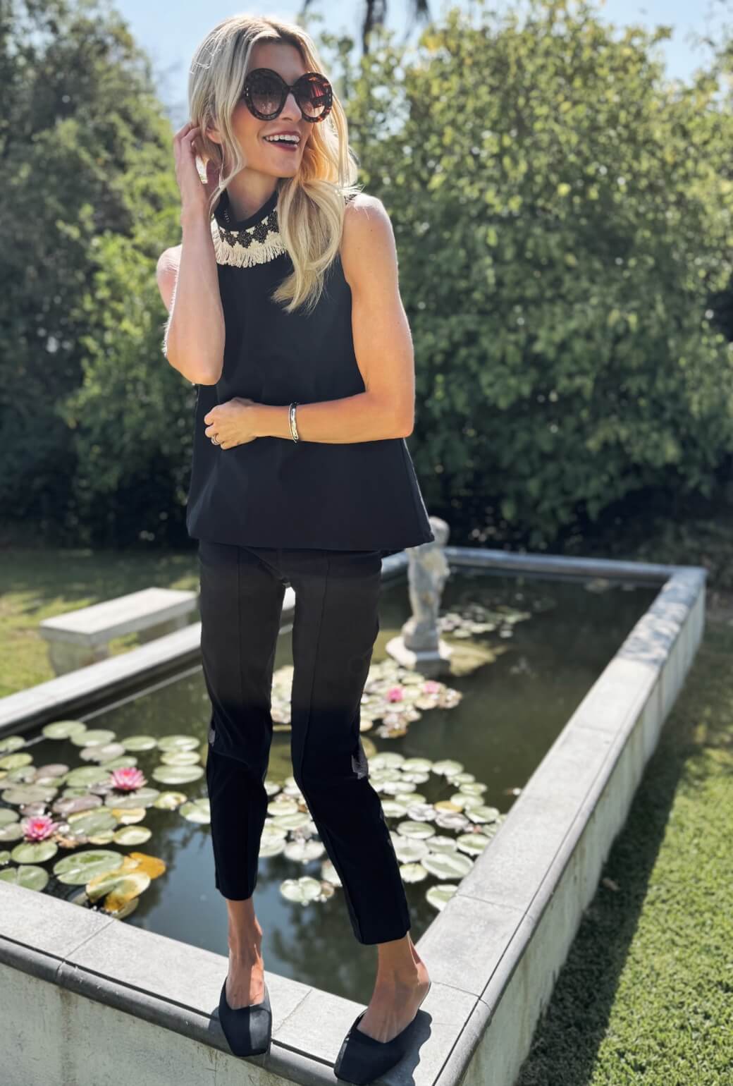Mod Top - Black with Ivory Fringe