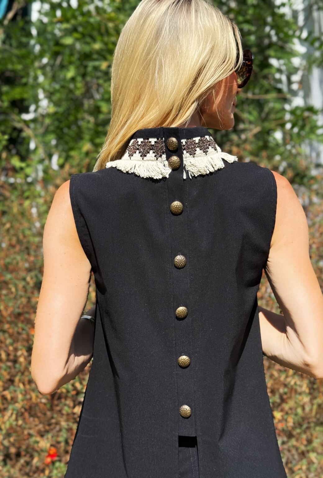 Mod Top - Black with Ivory Fringe