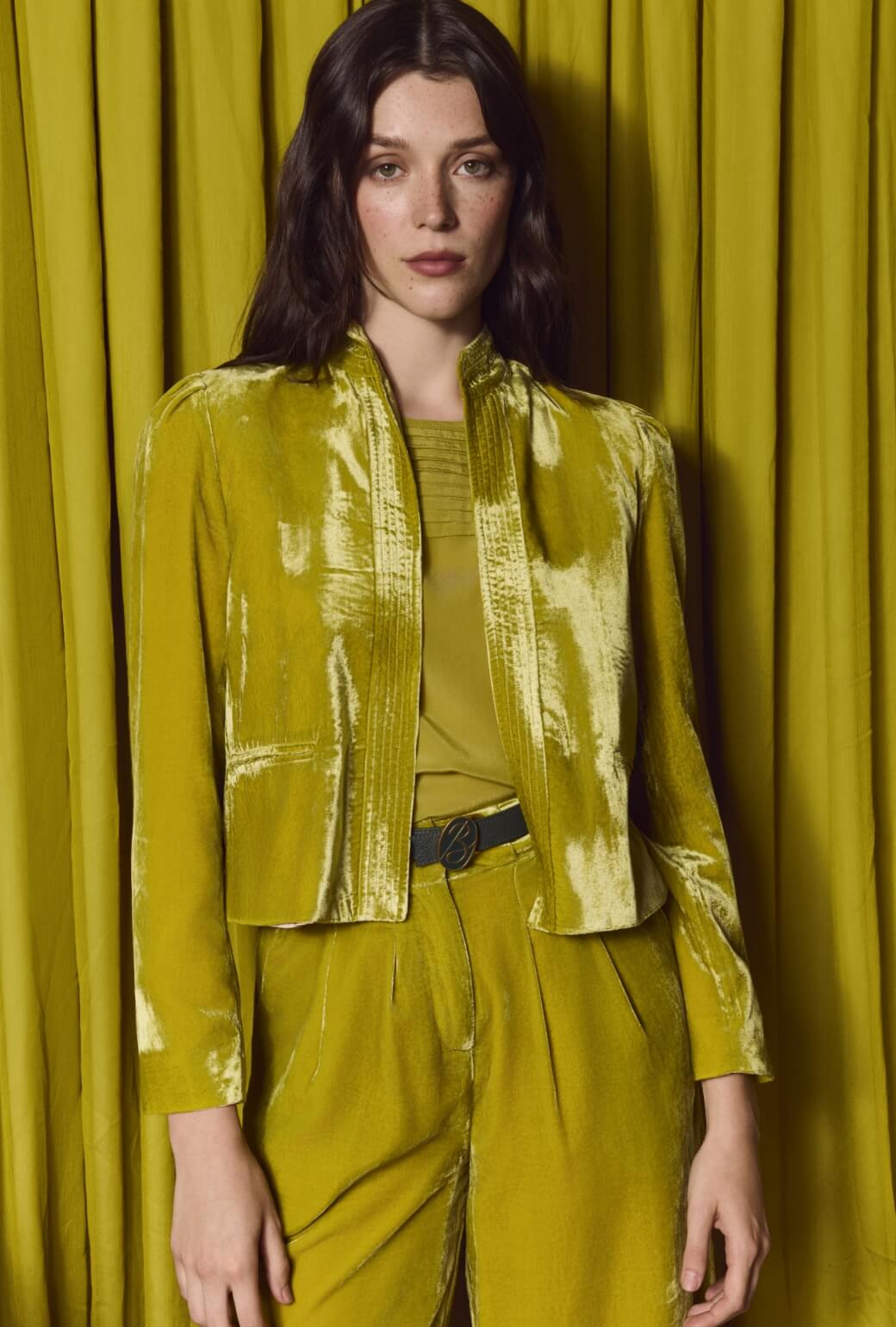 Mona Lee Blazer - Chartreuse Velvet