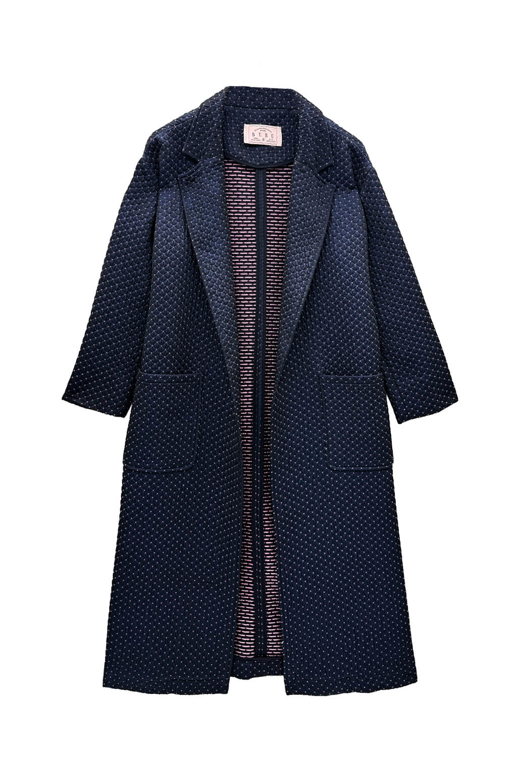 Open Car Coat - Navy Quilted