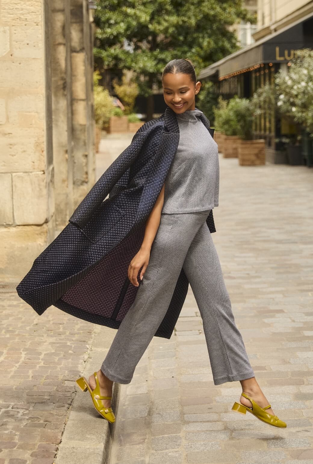 Open Car Coat - Navy Quilted