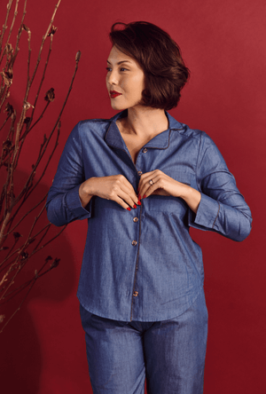 SAMPLE - PJ Blouse - Dark Chambray