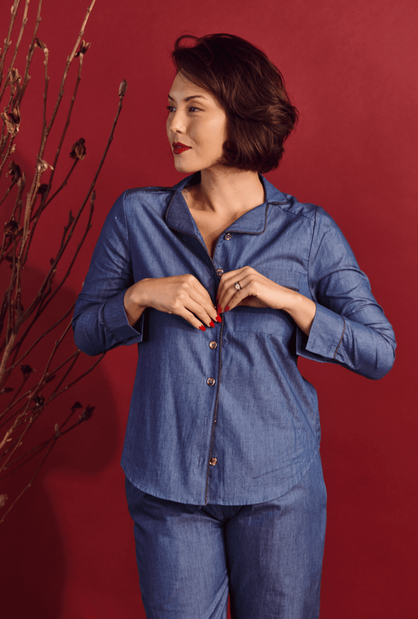 SAMPLE - PJ Blouse - Dark Chambray