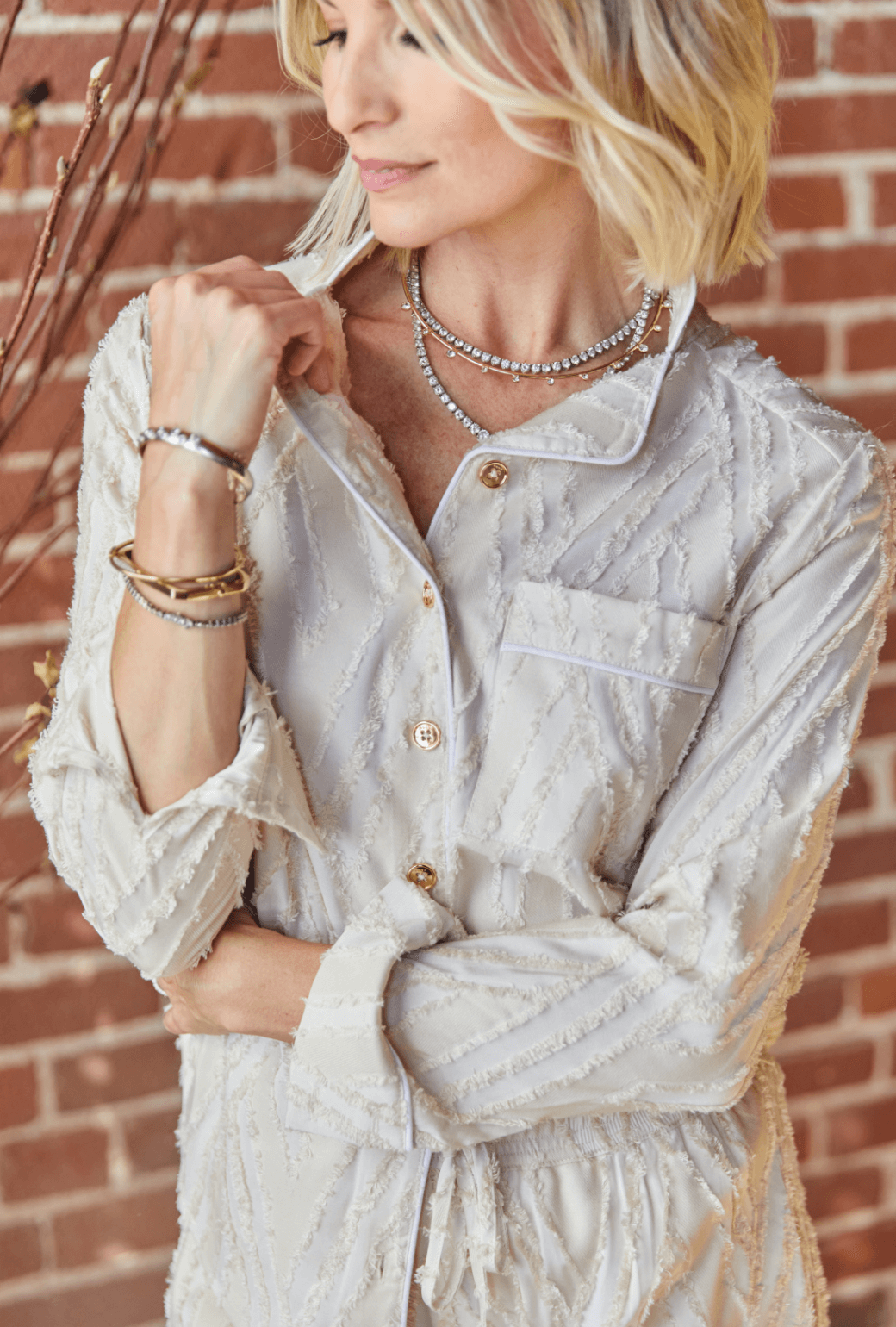 PJ Blouse - Ivory Fringe