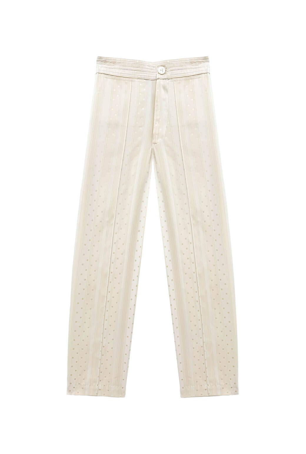 Patch Pocket Cropped Cigar Pant - Ivory Diamond Jacquard