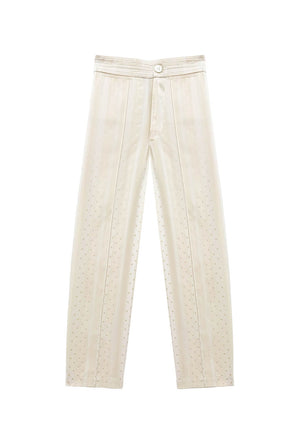Patch Pocket Cropped Cigar Pant - Ivory Diamond Jacquard