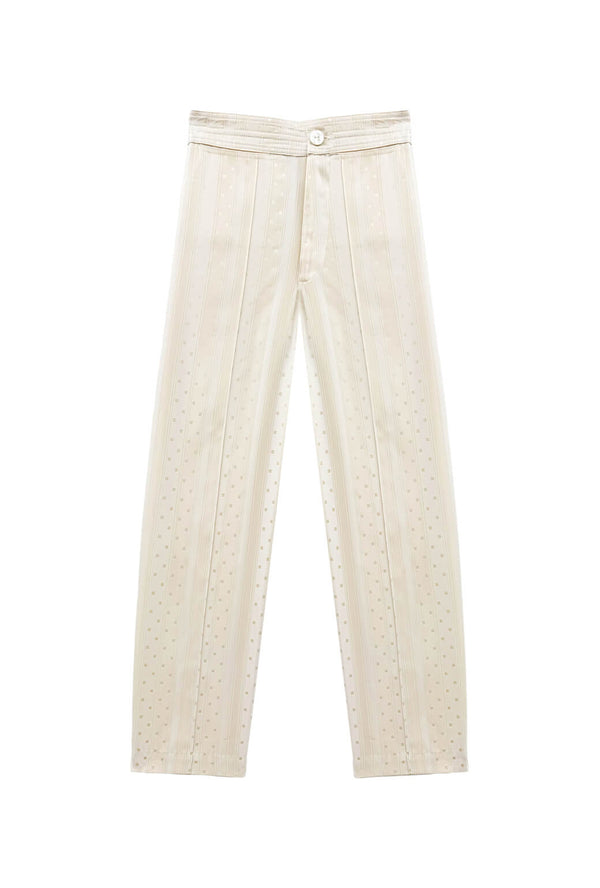 Patch Pocket Cropped Cigar Pant - Ivory Diamond Jacquard