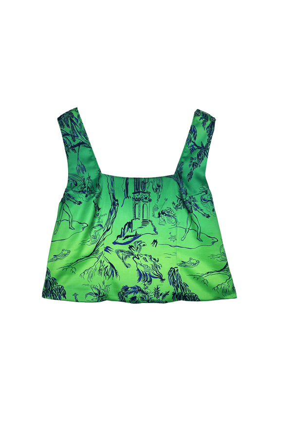 SAMPLE Paulina Top - Kelly Green Chinoiserie