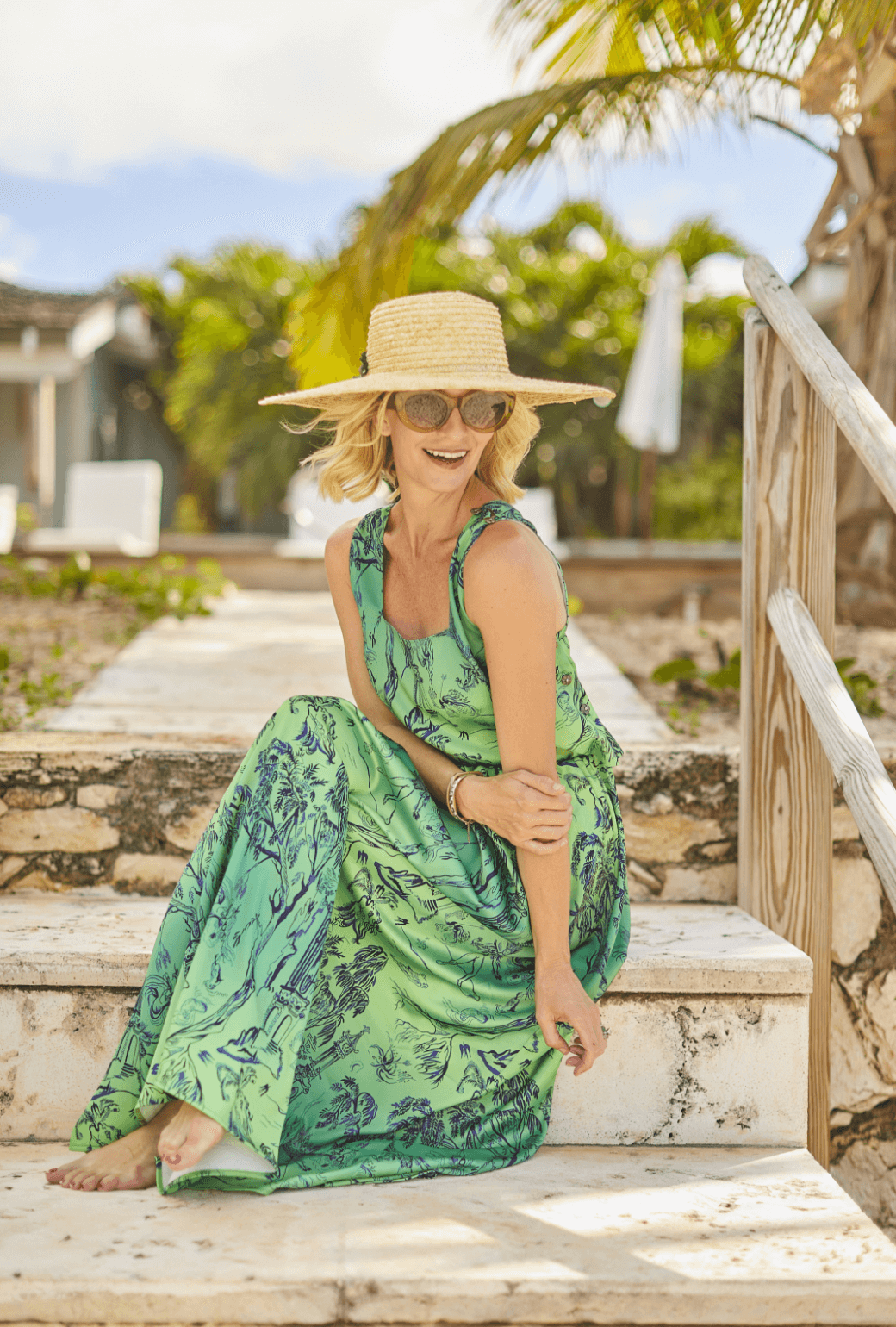 SAMPLE Paulina Top - Kelly Green Chinoiserie
