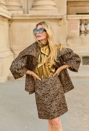 Pencil MINI Skirt - Leopard Print Lurex