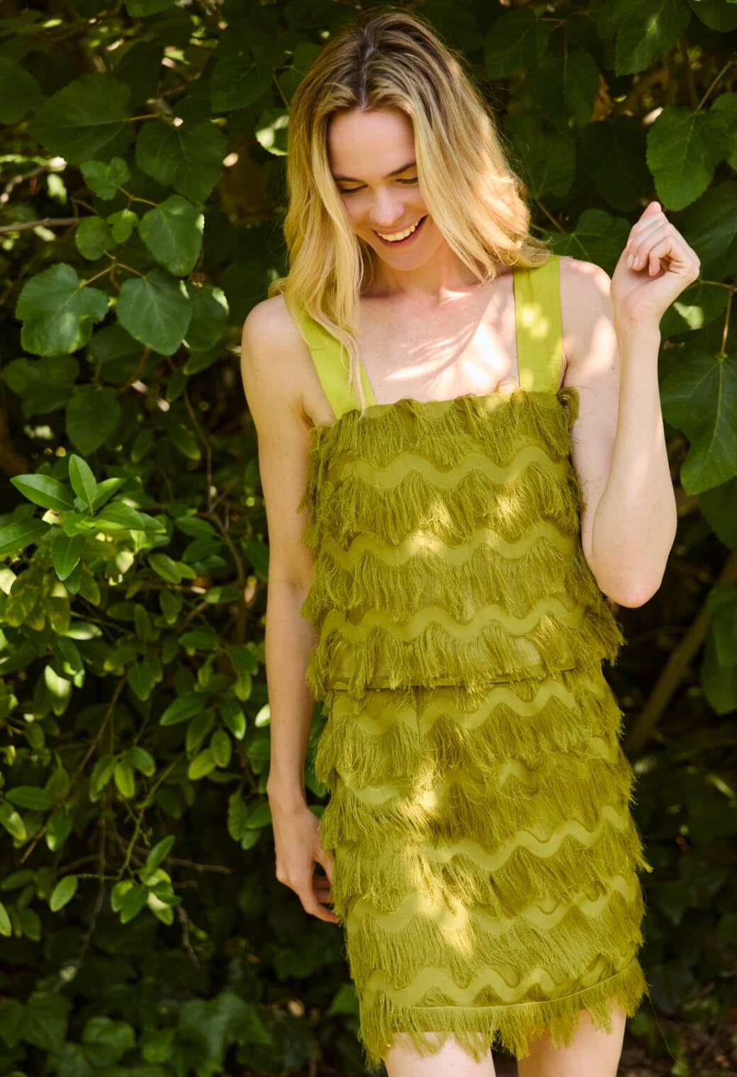 Pencil MINI Skirt - Moss Fringe