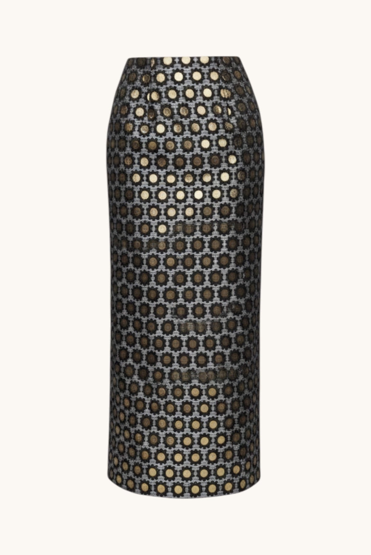 Pencil Skirt Maxi - Black Daisy Brocade