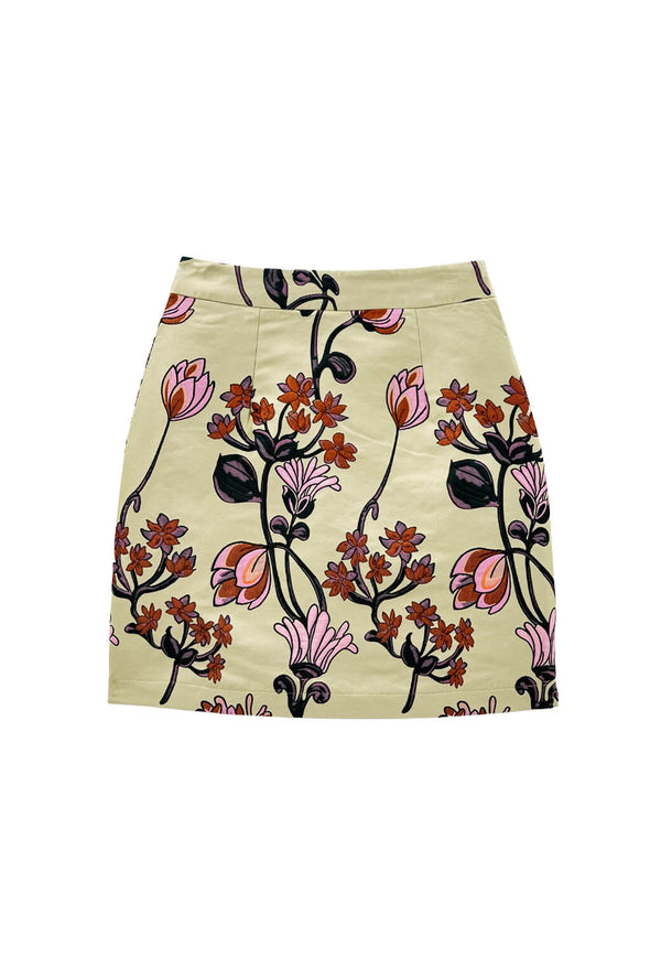 Pencil Skirt Mini - Citron Vines