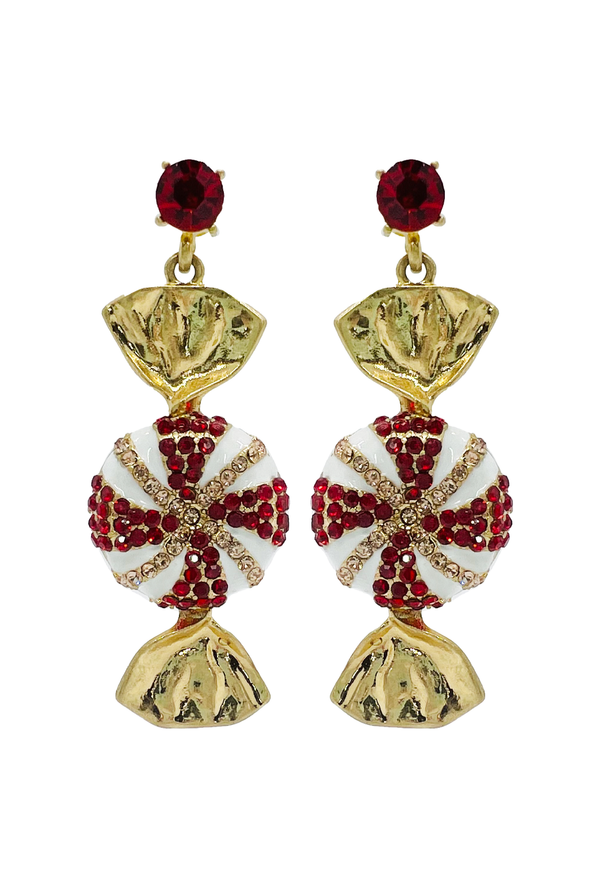 Peppermint Drop Earrings - Red