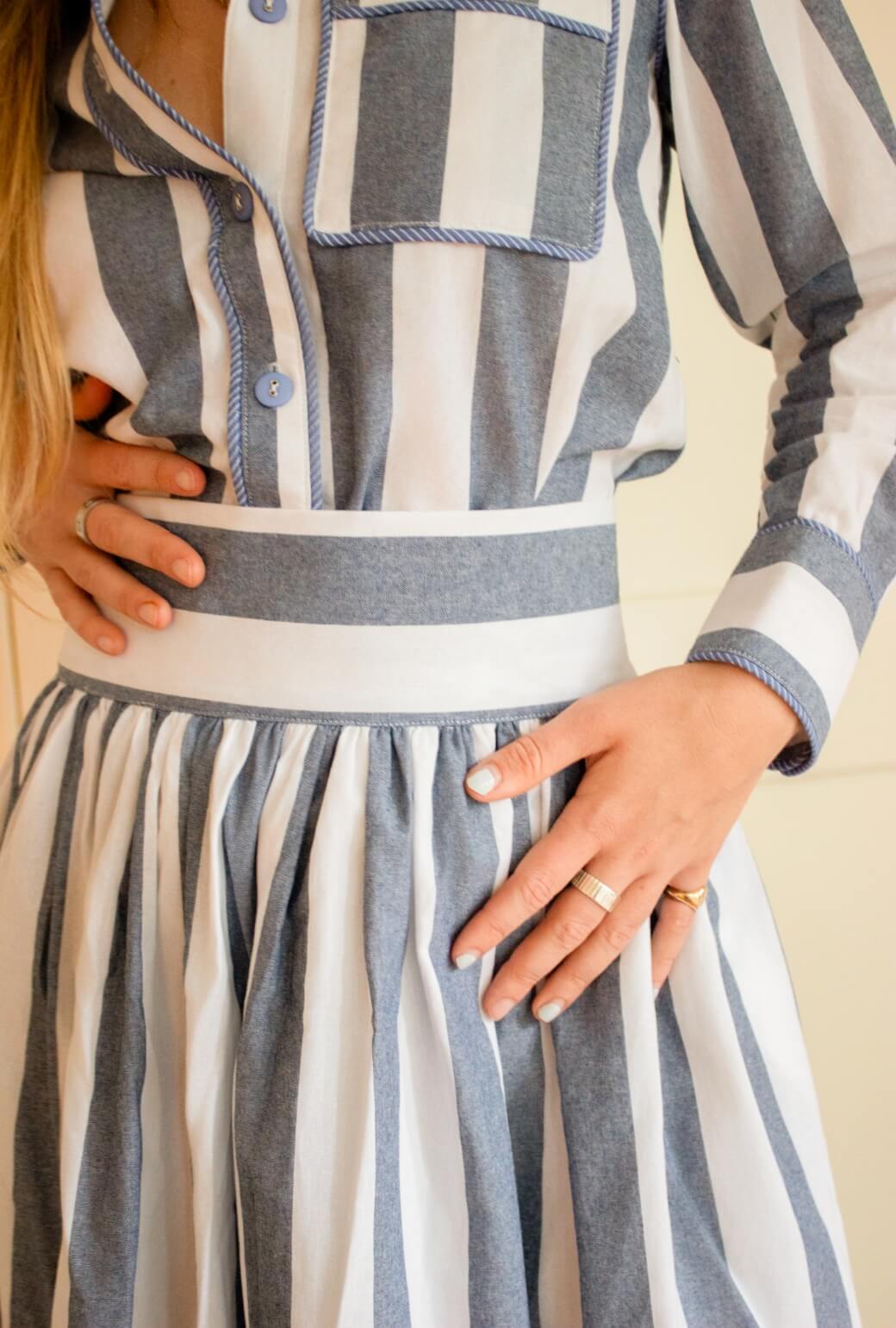 Buru x TCC Perry Blouse - Charcoal Cabana Stripe
