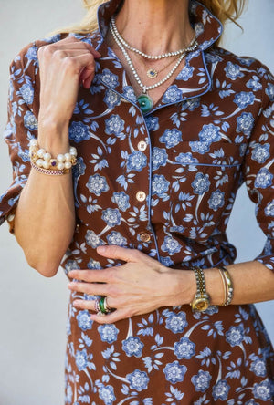 Perry Button Down - Chocolate Floral