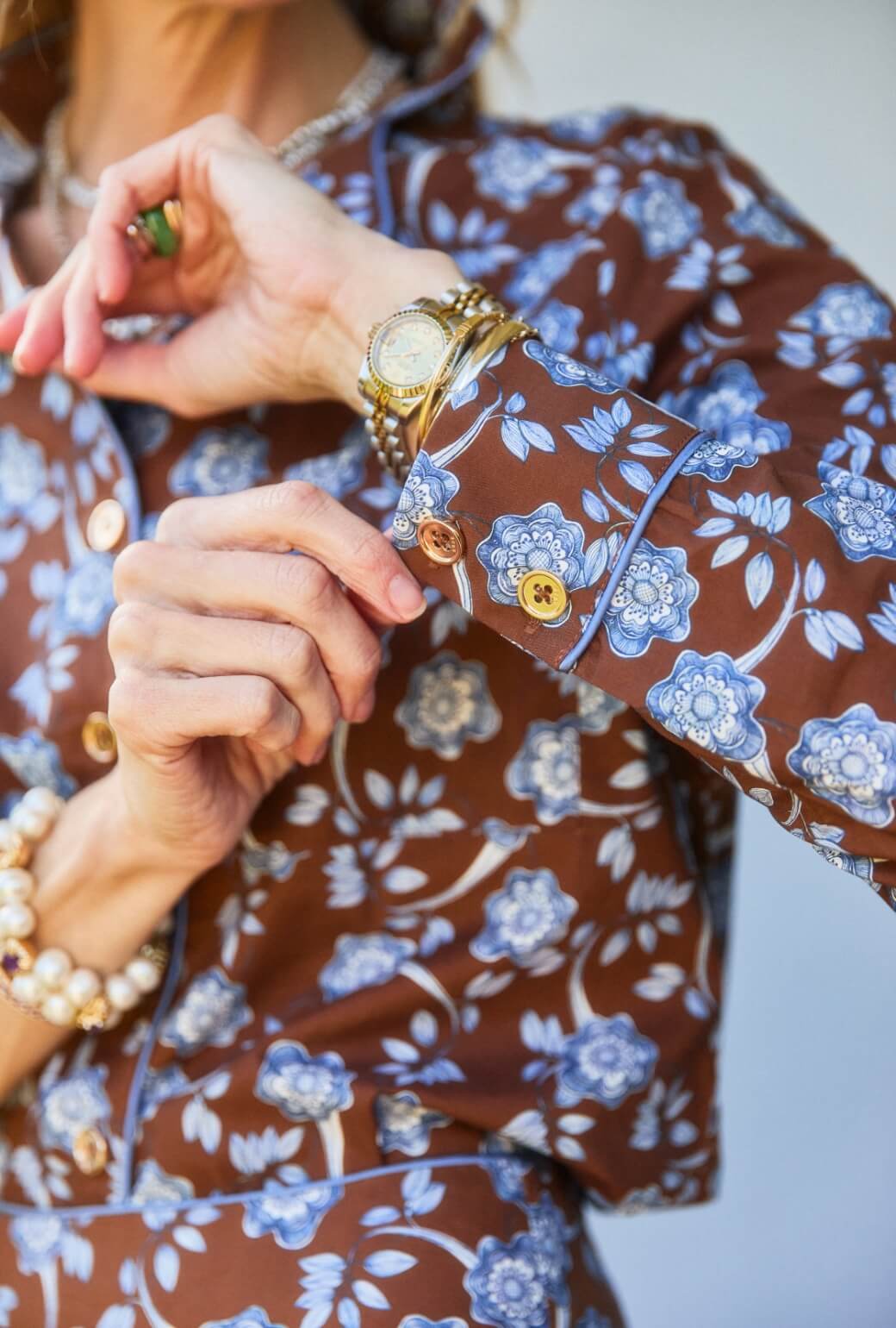 Perry Button Down - Chocolate Floral