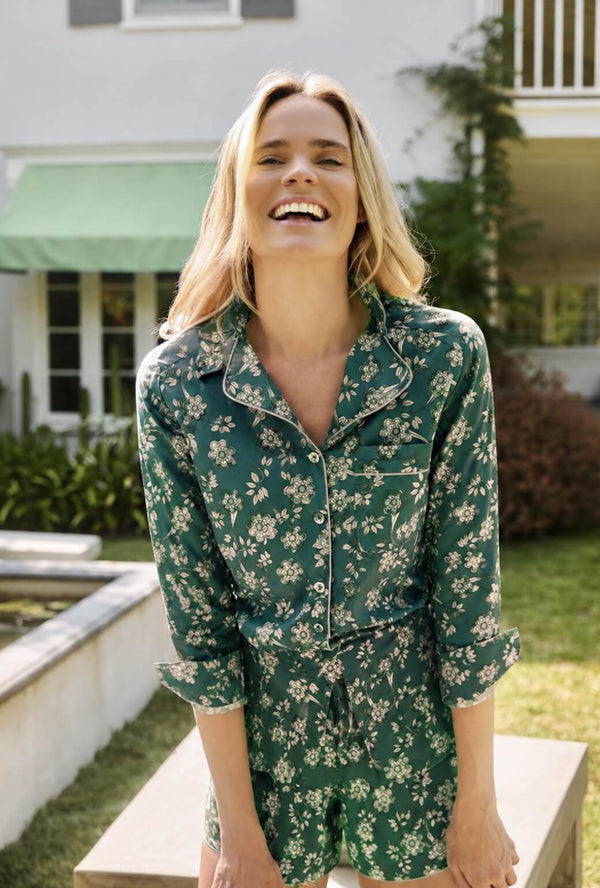 Perry Button Down - Green Floral