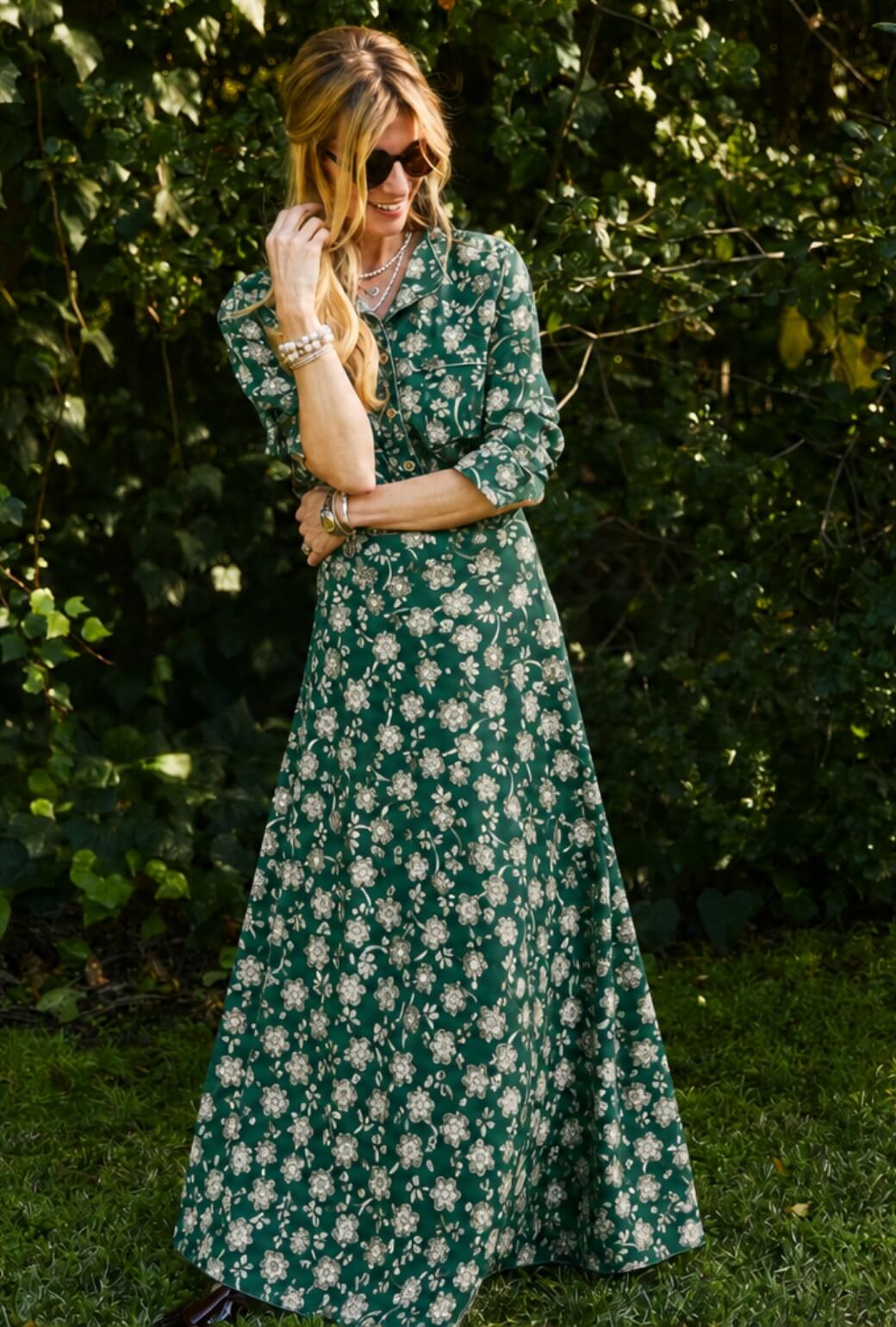 Perry Button Down - Green Floral
