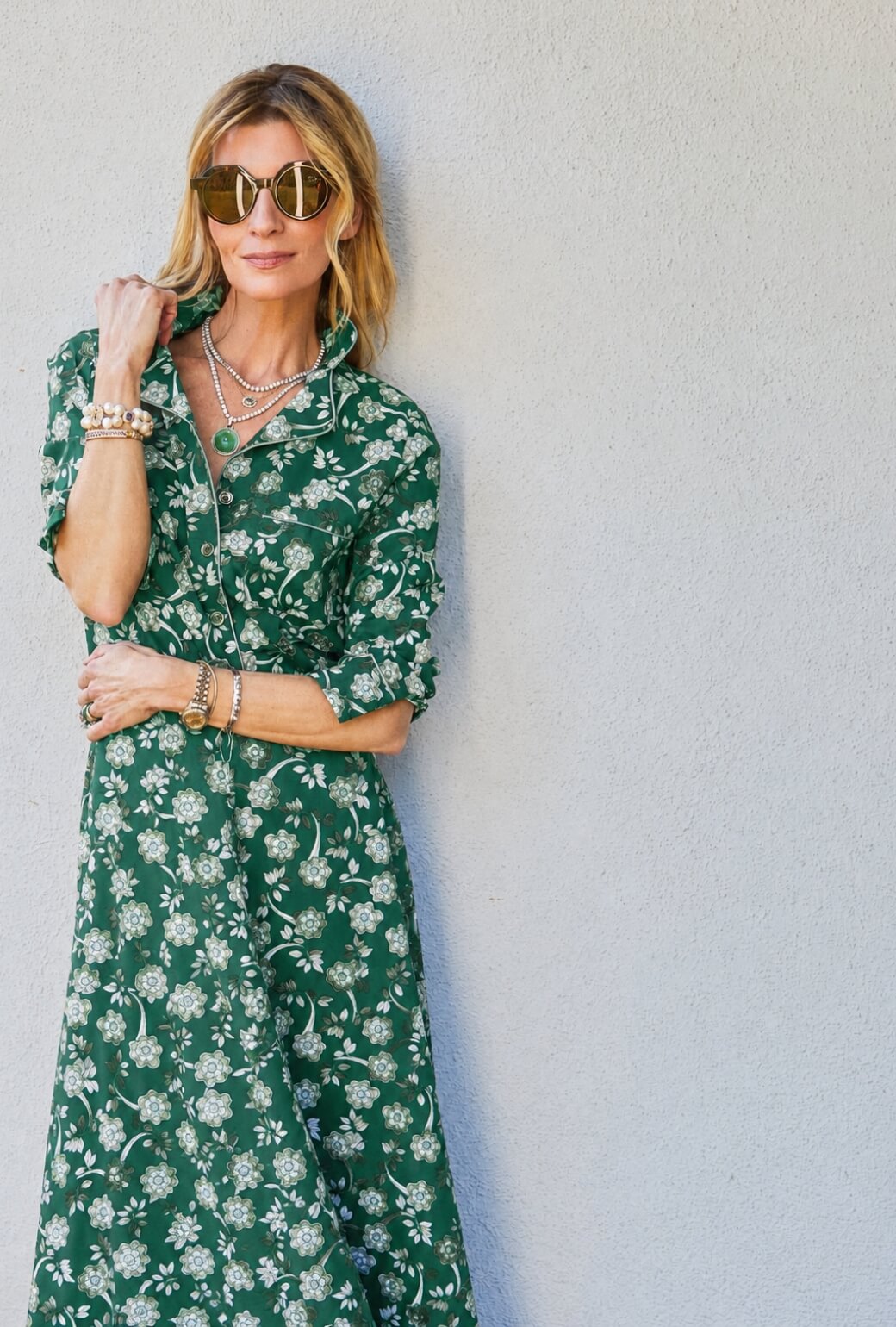 Perry Button Down - Green Floral