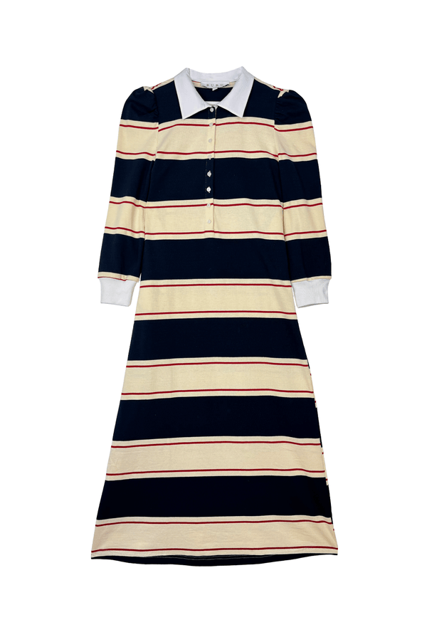 Collared Knit Dress MIDI - Rugby Stripe