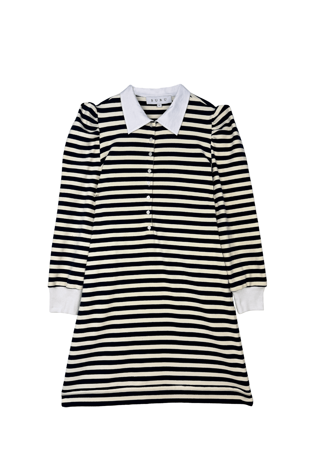 SAMPLE - Collared Knit Dress - Navy Stripe