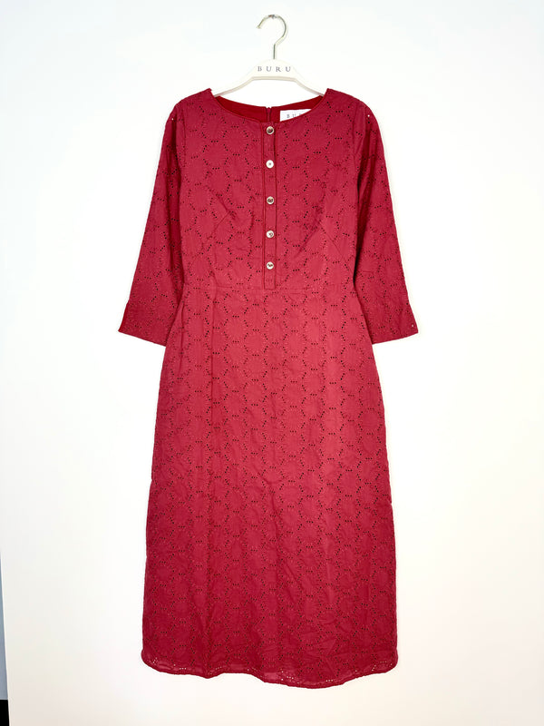 SAMPLE - Day Dress - Crimson Eyelet - Final Sale
