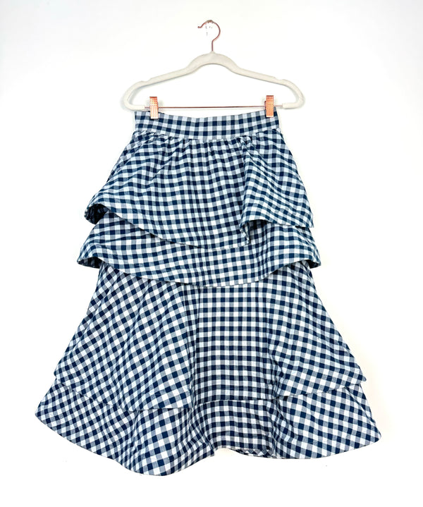 SAMPLE - Ruffled Party Skirt - Navy Gingham