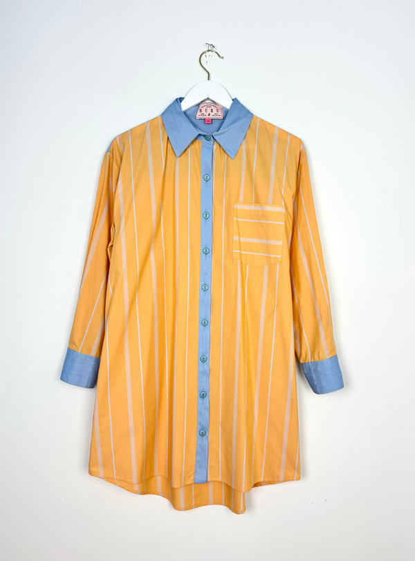 SAMPLE - Boyfriend Shirtdress - Clementine Stripe