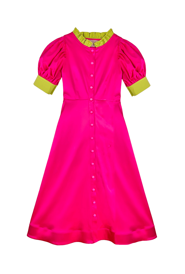SAMPLE - Big 10 Puff Sleeve Day Gown - Pink Sateen