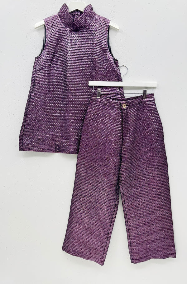 SAMPLE - Sleeveless Mod Top & Le Culottes SET - Quilted Magenta Metallic