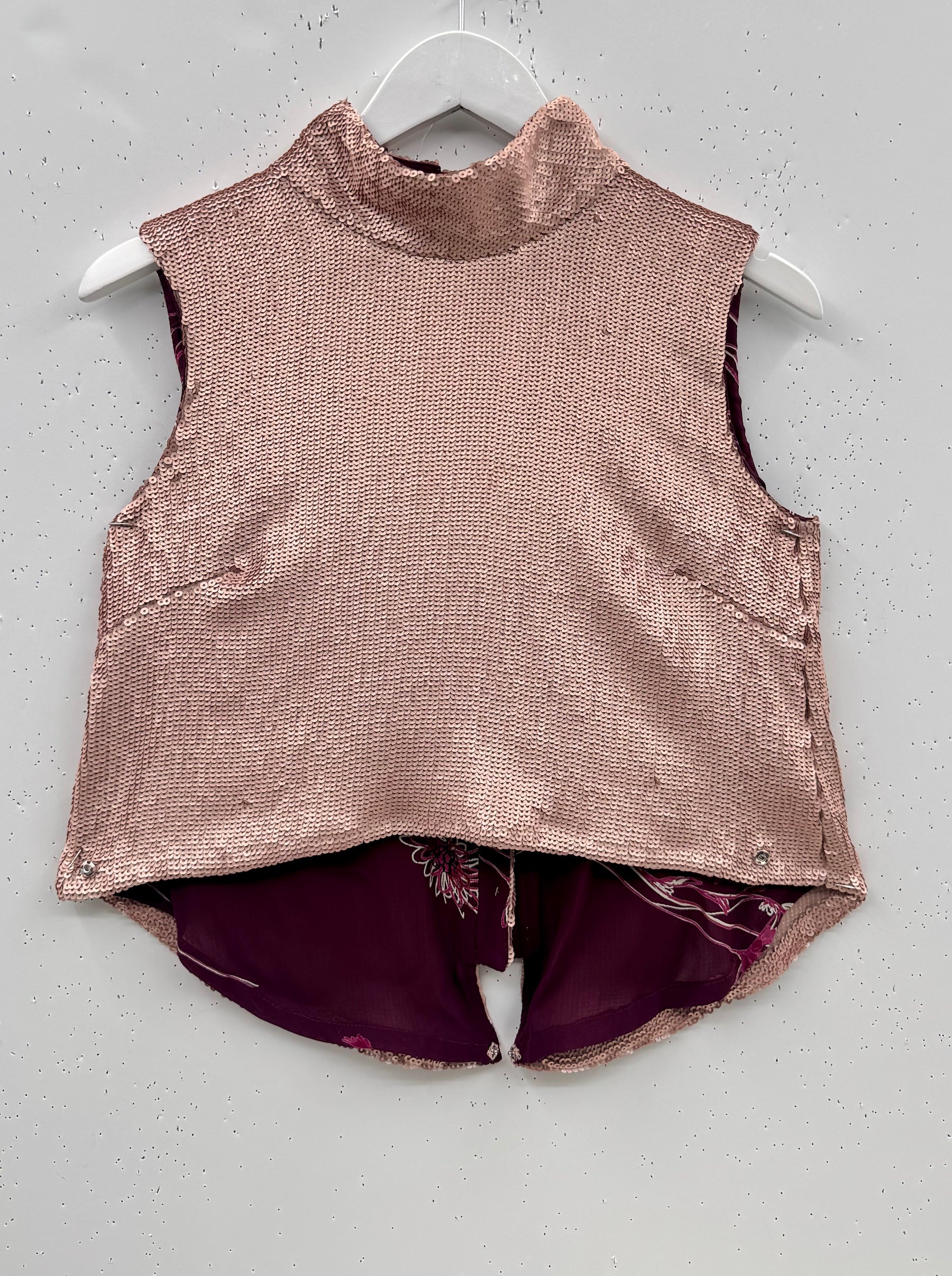 SAMPLE - Cropped Sleeveless Mod Top - Blush Sequin