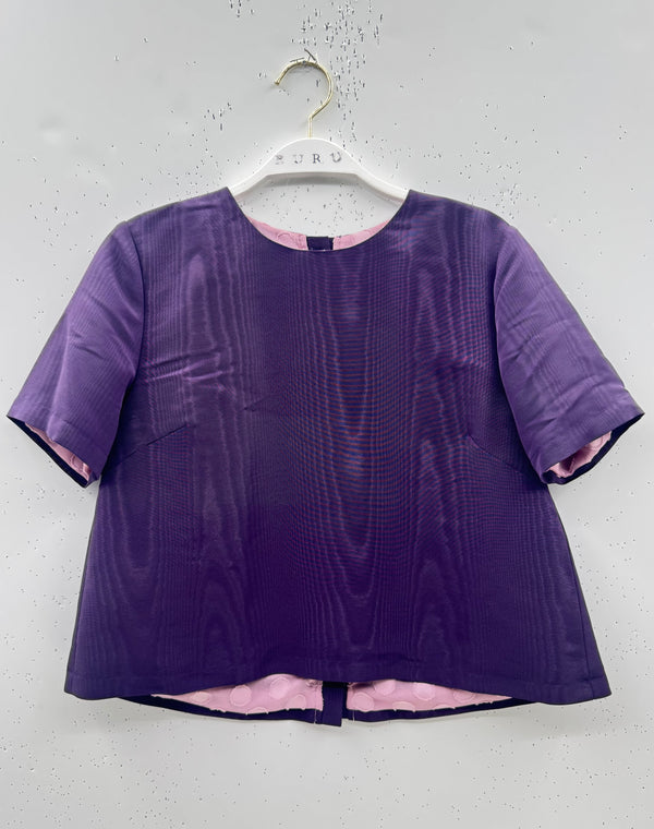 SAMPLE - Crew Neck Short Sleeve Mod Top - Eggplant Moiré