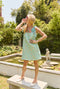 Pillar Dress MINI - Aqua Brightline