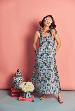 Pillar Gown Tulip Jacquard