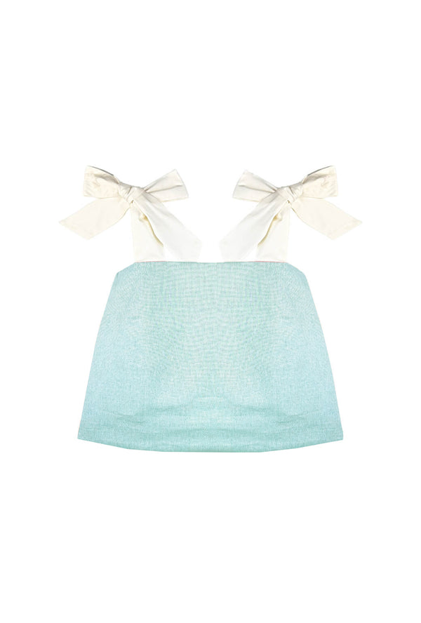 Buru x Old Soul Etiquette Pillar Top - Blue Shimmer Linen