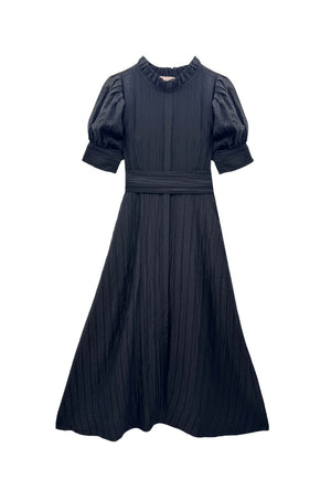 Puff Sleeve Day Gown - MAXI - Sheer Black