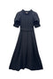 Puff Sleeve Day Gown - MAXI - Sheer Black
