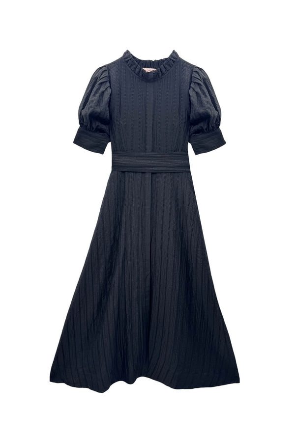Puff Sleeve Day Gown - MAXI - Sheer Black