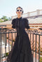 Puff Sleeve Day Gown - MAXI - Sheer Black