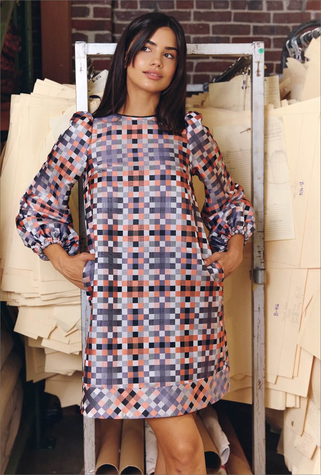 Puff Sleeve Party Dress KNEE LENGTH - Patchwork Brocade XS Puff Sleeve Party Dress KNEE LENGTH - Patchwork Brocade XS
