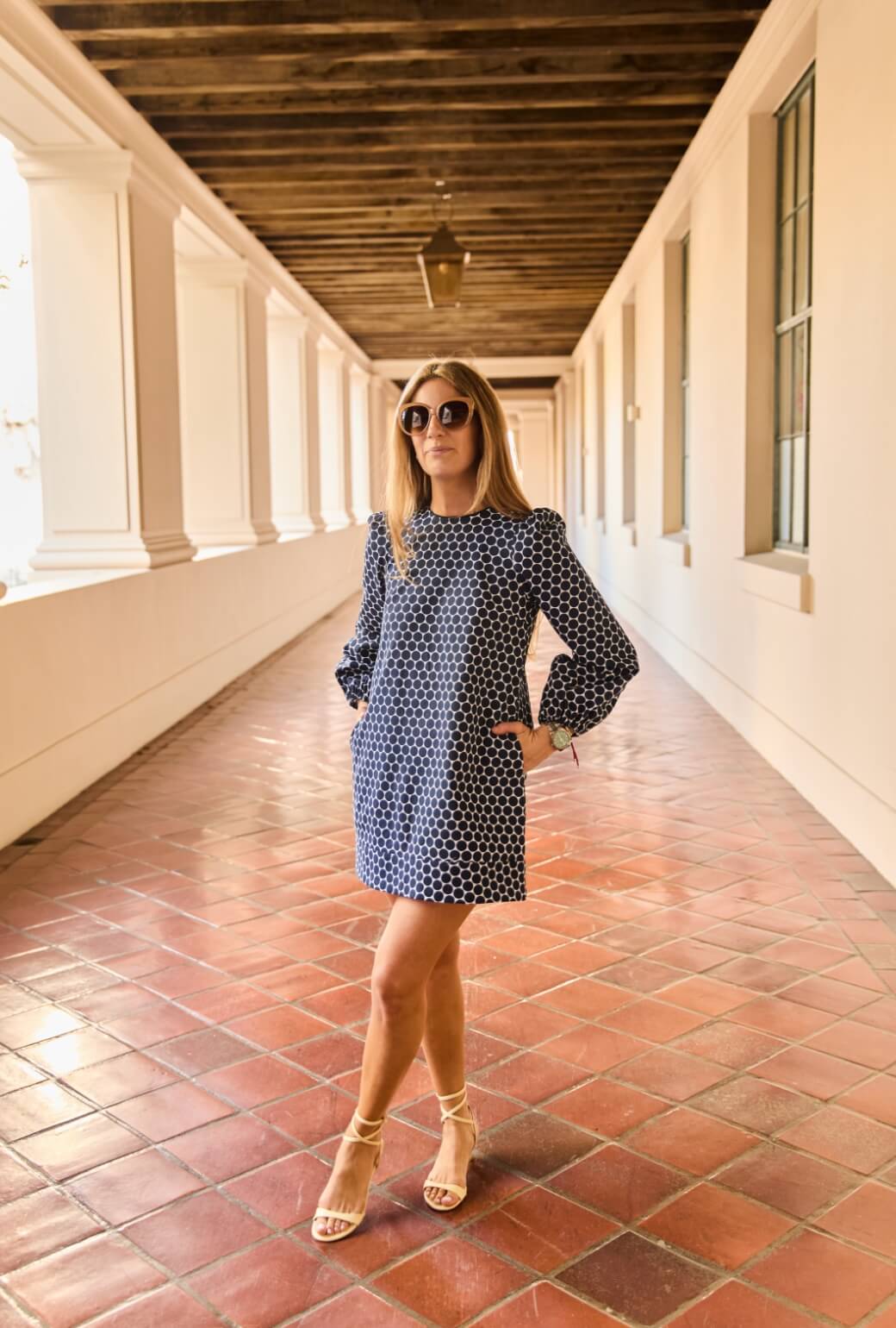 Buru x Ali Sisto Puff Sleeve Party Dress MINI - Navy Polka Dot