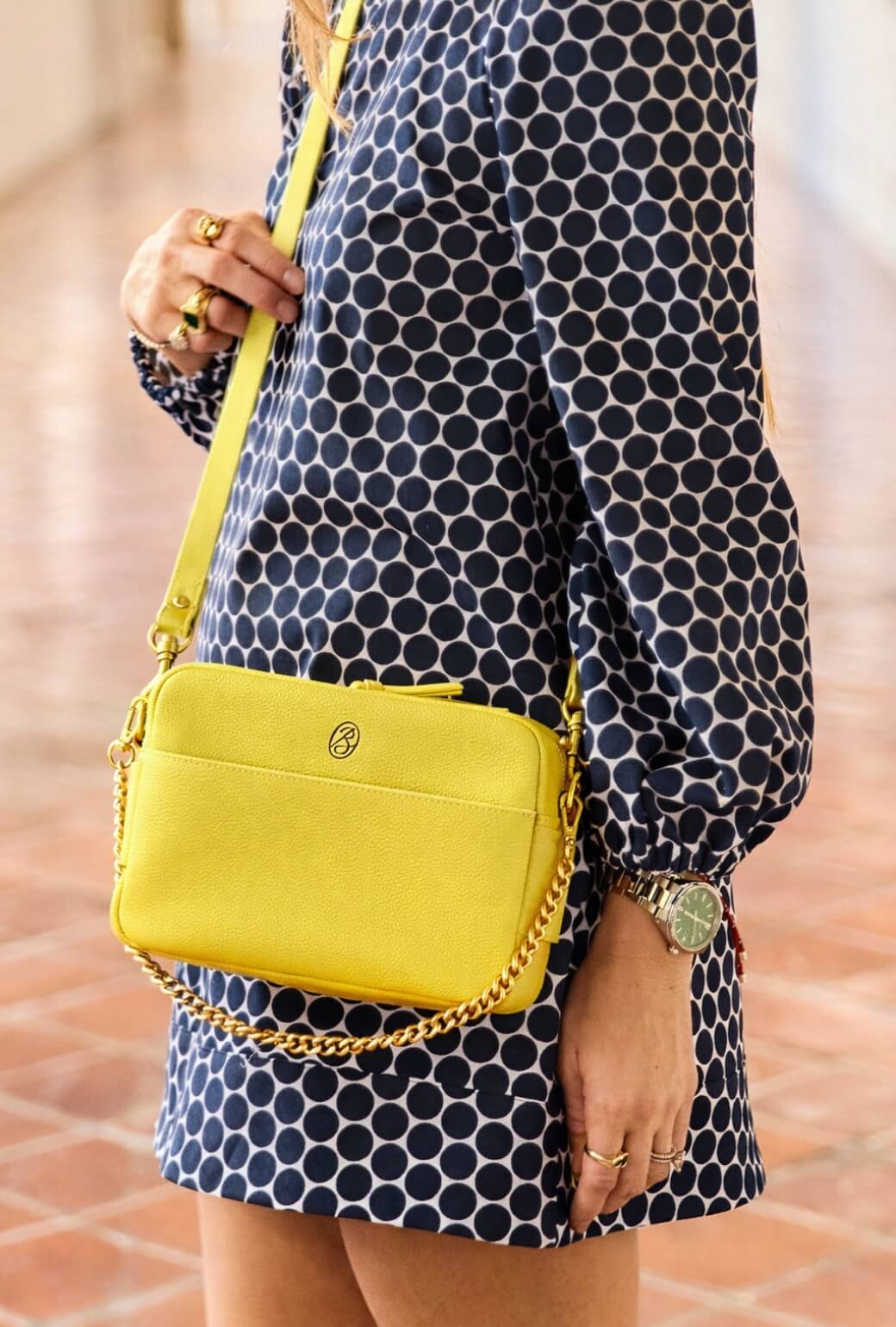 Buru x Ali Sisto Puff Sleeve Party Dress MINI - Navy Polka Dot