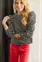 Puff Sleeve Pullover - B&W Stripe Knit
