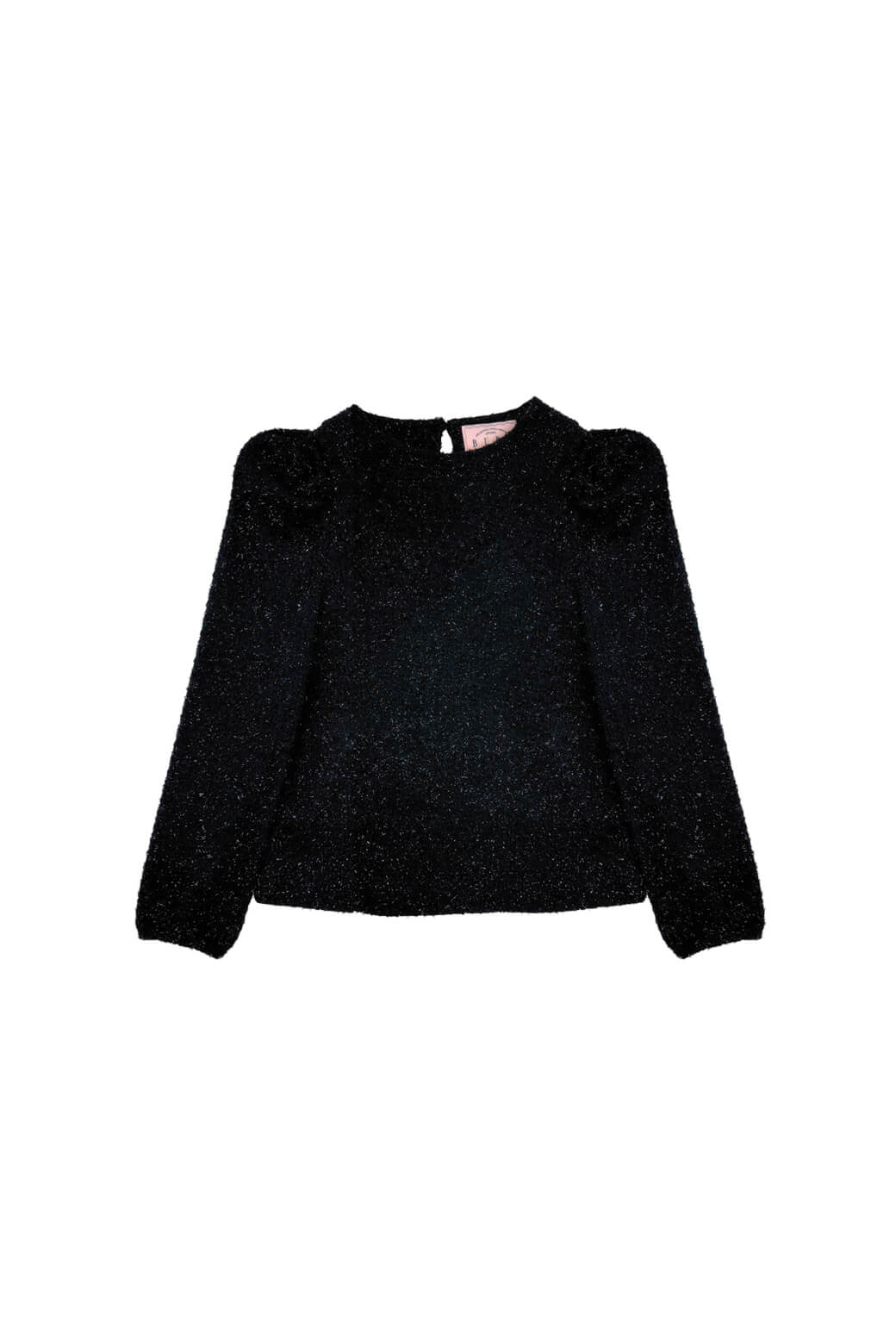 SAMPLE - Puff Sleeve Pullover - Black Shimmer Knit
