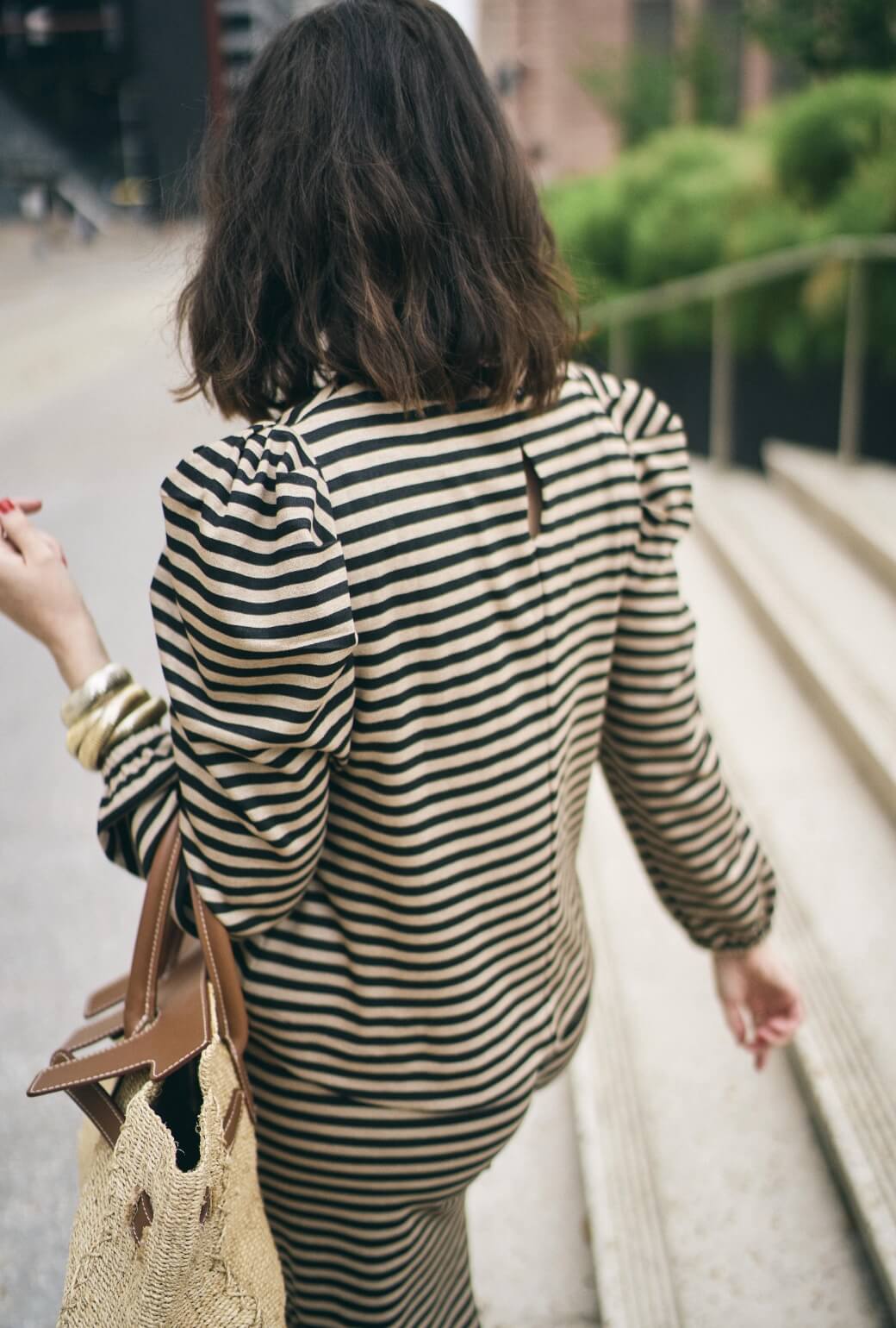 BURU x Val Puff Sleeve Pullover - Taupe & Black Knit