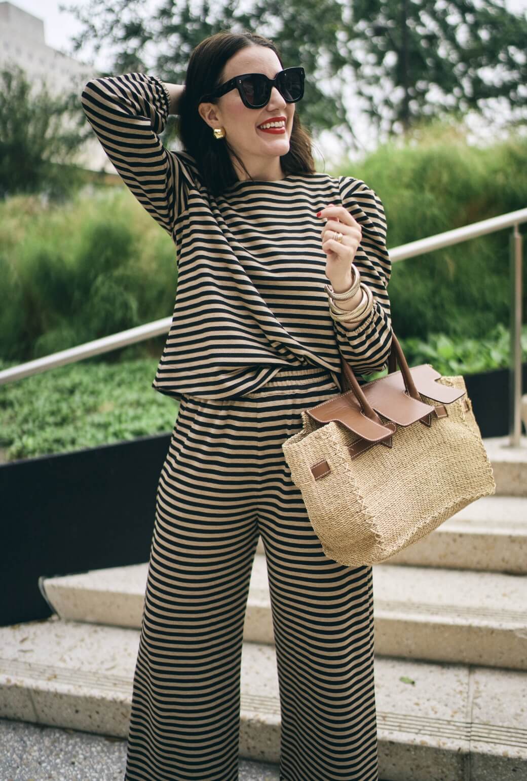 BURU x Val Puff Sleeve Pullover - Taupe & Black Knit