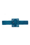 Rattan Square Buckle Stretch Belt - Turquoise