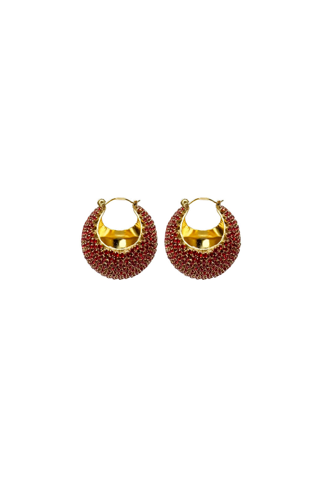 Rhinestone Ball Hoops - Red